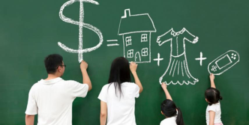 family drawing on chalkboard