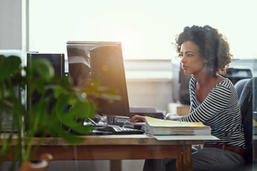 woman at computer in office