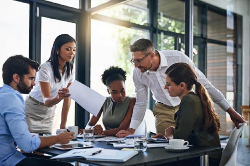 Colleagues working around a table