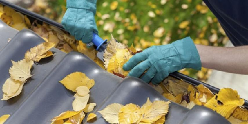 cleaning gutters